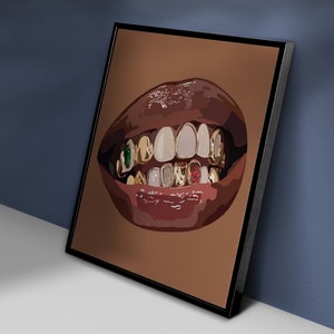 Lienzo de arte de pared de arte de chica negra, arte abstracto, lienzo de moda, arte de pared de mujer negra, lienzo de decoración de pared de chica negra, cartel de chica negra, regalo