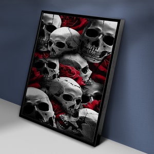 Tela con teschio, Decorazione da parete su tela, Arte da parete, Poster di ossa, Tela del Re Teschio, Tela Occulta Goth, Stampa su tela gotica, Decorazione da parete personalizzata, Regalo