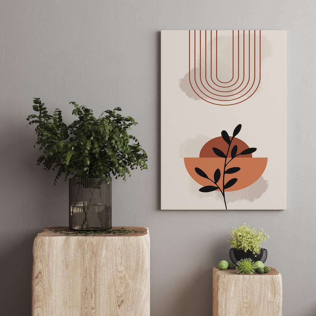 Minimalist Lines Art, Neutral Beige Print, Canvas Wall Decor, Beige