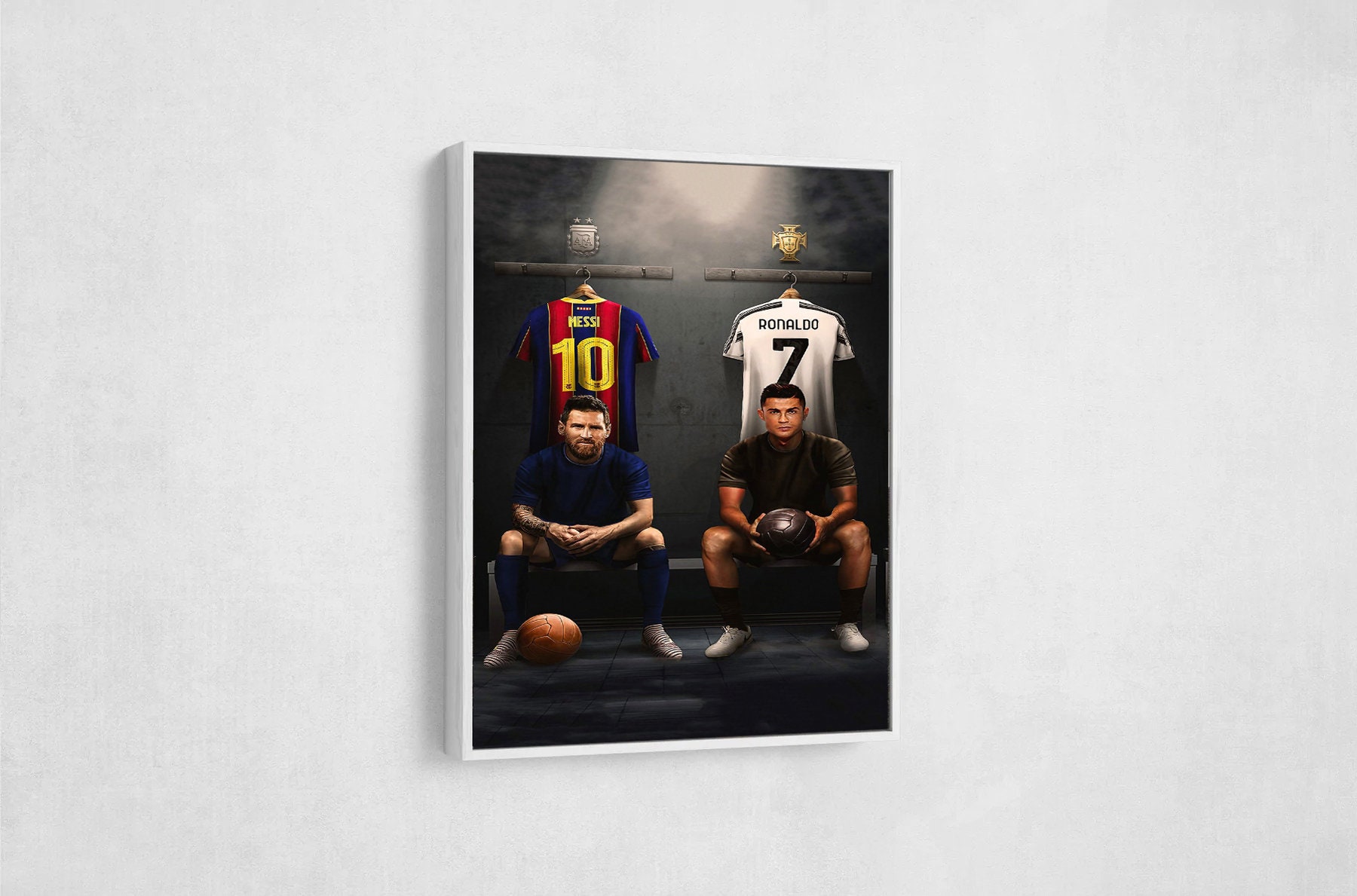 Messi & Ronaldo Poster, Football Legends Wall Art, Soccer Player Poster