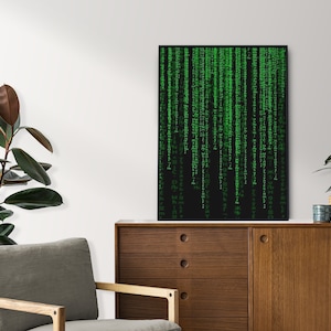 Matrix Code Canvas Poster, Binary Code Wall Art, Film Decor image 7