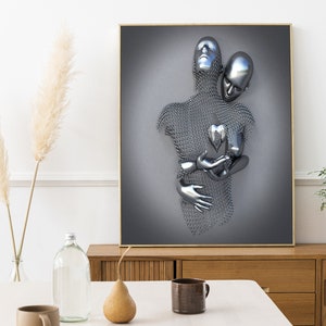 Hugging Couple Canvas Painting, Canvas Gift, 3D Canvas, Wall Hanging Art, Valentines Day Gift Poster, Couple Art, Wall Decor, Modern Artwork