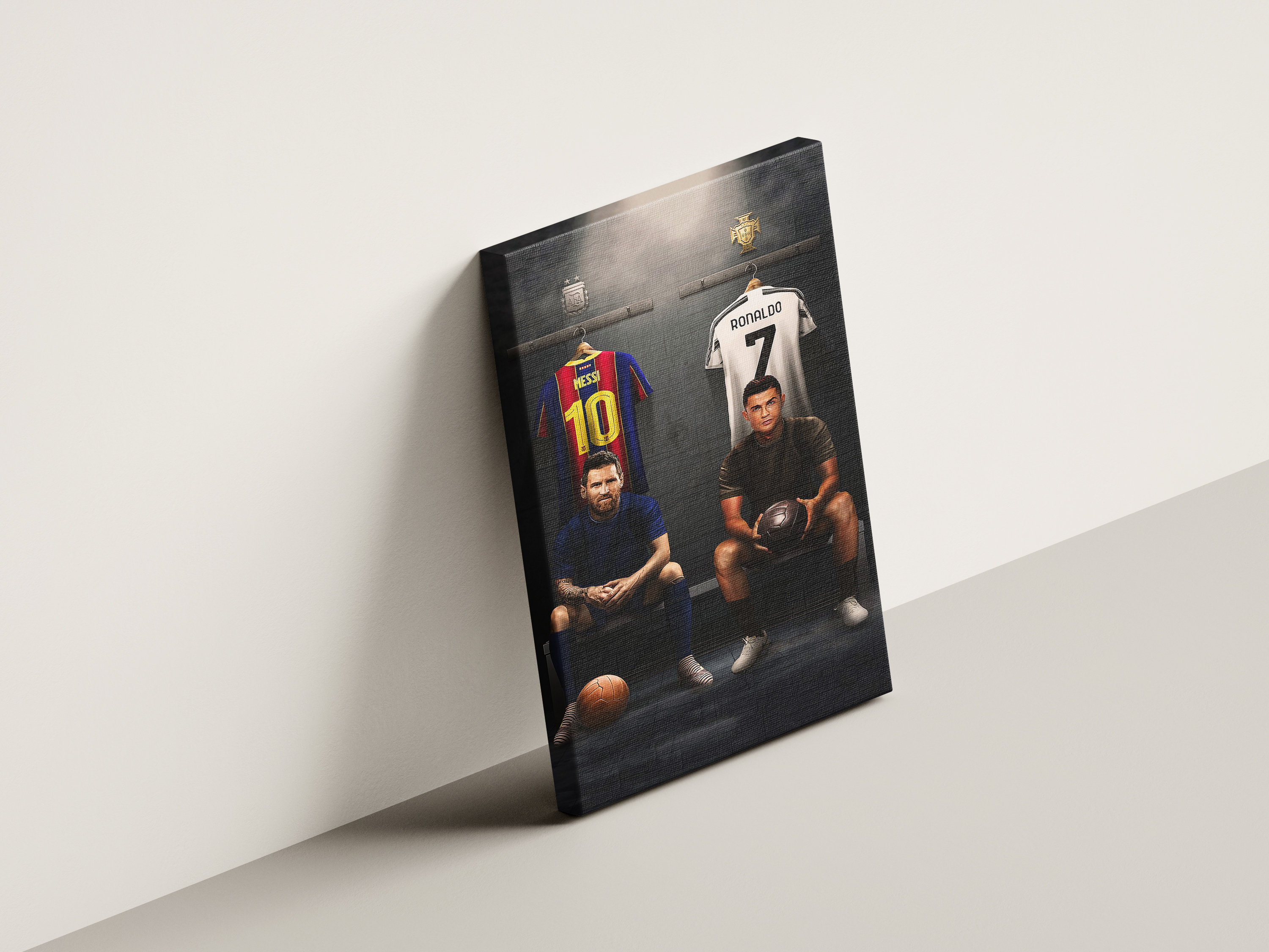 Messi & Ronaldo Poster, Football Legends Wall Art, Soccer Player Poster