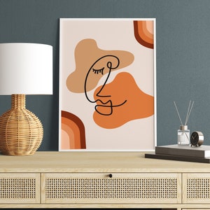 Woman Face Line Art Print, Mid Century Wall Art, Woman Face Line Draw, Minimalist Woman Illustration, Face Line Art, Fashion Art Print