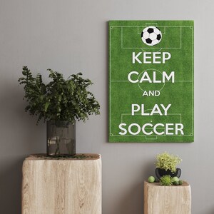 Soccer Decor for Boys Bedroom Decor Soccer Wall Art, Keep Calm and Play Soccer Poster, Football Canvas, Man Cave Wall Art, Soccer Wall Decor