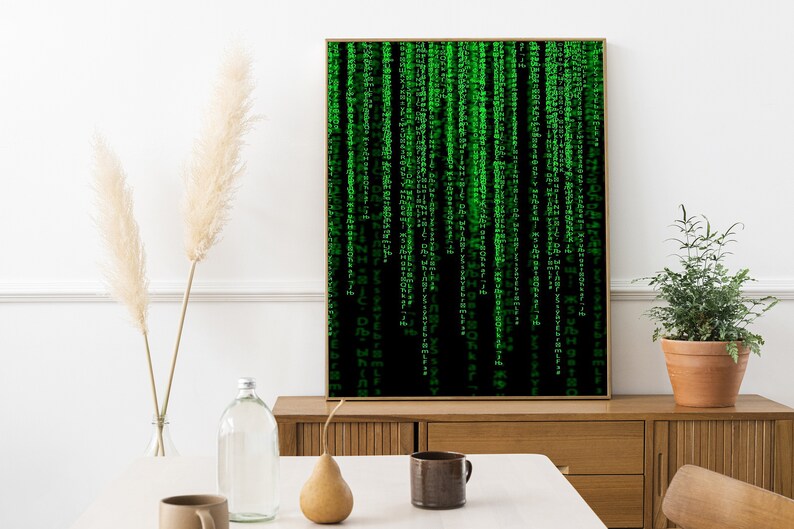 Matrix Code Canvas Poster, Binary Code Wall Art, Film Decor image 6