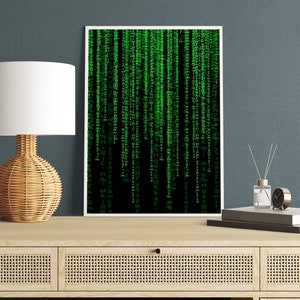 Matrix Code Canvas Poster, Binary Code Wall Art, Film Decor image 3