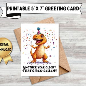 Carte d'anniversaire dinosaure, carte d'anniversaire, carte d'anniversaire T-Rex, carte de fête, cartes amusantes, carte d'anniversaire amusante, cartes pour enfants et adultes.