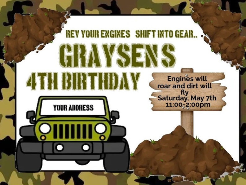 Custom Jeep Birthday Party Etsy