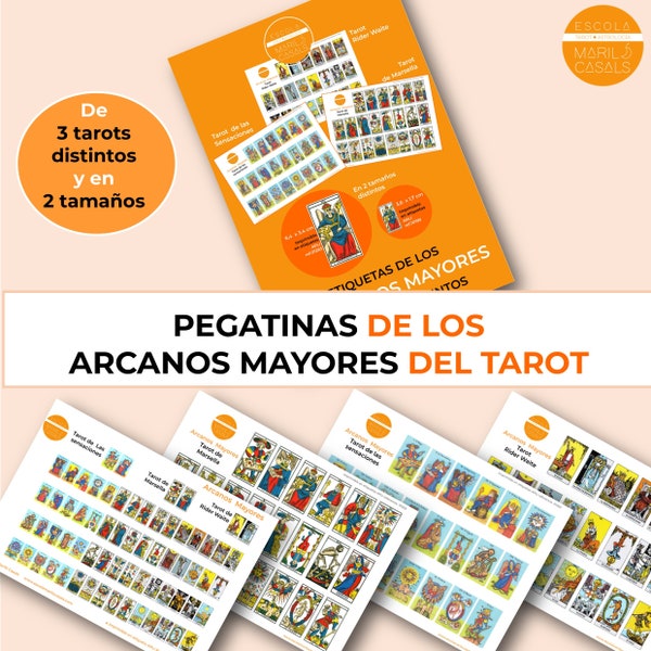 Pegatinas 22 Arcanos Mayores Tarot Rider Waite,  Marsella y de las Sensaciones, en 2 tamaños distintos, imprimibles . Descarga instantánea