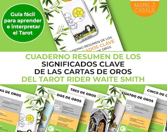 OROS - Cuaderno resumen de los significados clave de las cartas de Oros del Tarot Rider Waite Smith- Aprender Tarot es muy fácil