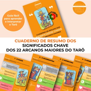 Caderno resumo dos significados chave dos 22 Arcanos Maiores do Tarot - Aprenda de maneira muito fácil a ler o tarô