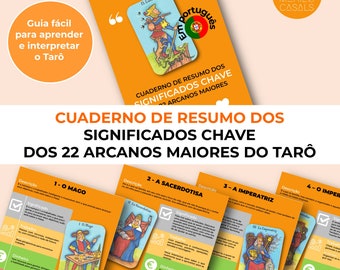 Caderno resumo dos significados chave dos 22 Arcanos Maiores do Tarot - Aprenda de maneira muito fácil a ler o tarô