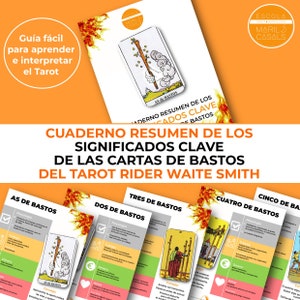 BASTOS - Cuaderno resumen de los significados clave de las cartas de Bastos del Tarot Rider Waite Smith- Aprende Tarot es muy fácil