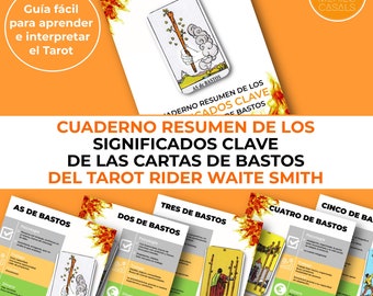 BASTOS - Cuaderno resumen de los significados clave de las cartas de Bastos del Tarot Rider Waite Smith- Aprende Tarot es muy fácil