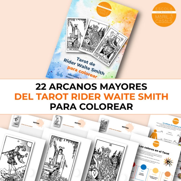 Cartas del Tarot RIDER WAITE SMITH para colorear, y hojas de notas para cada carta.