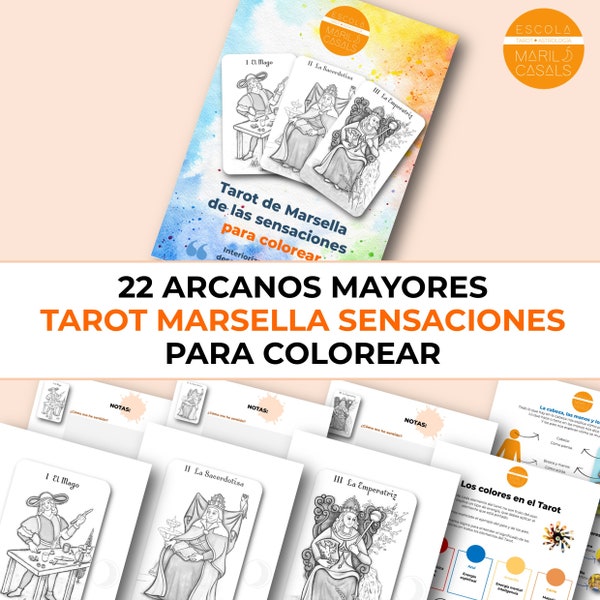 Cartas del Tarot Marsella de las Sensaciones para colorear, y hojas de notas para cada carta.