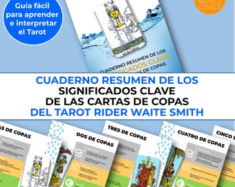 CUPS - Summary notebook of the key meanings of the Cups cards of the Rider Waite Smith Tarot- Learning Tarot is very easy