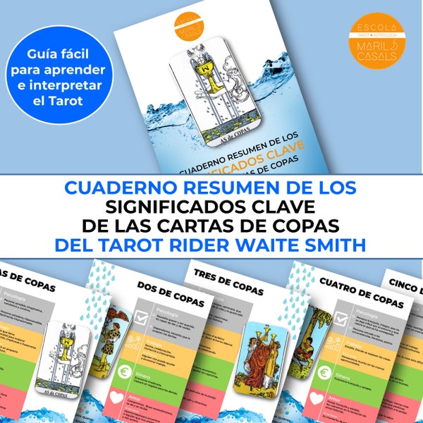 COPAS  - Cuaderno resumen de los significados clave de las cartas de Copas del Tarot Rider Waite Smith- Aprender Tarot es muy fácil