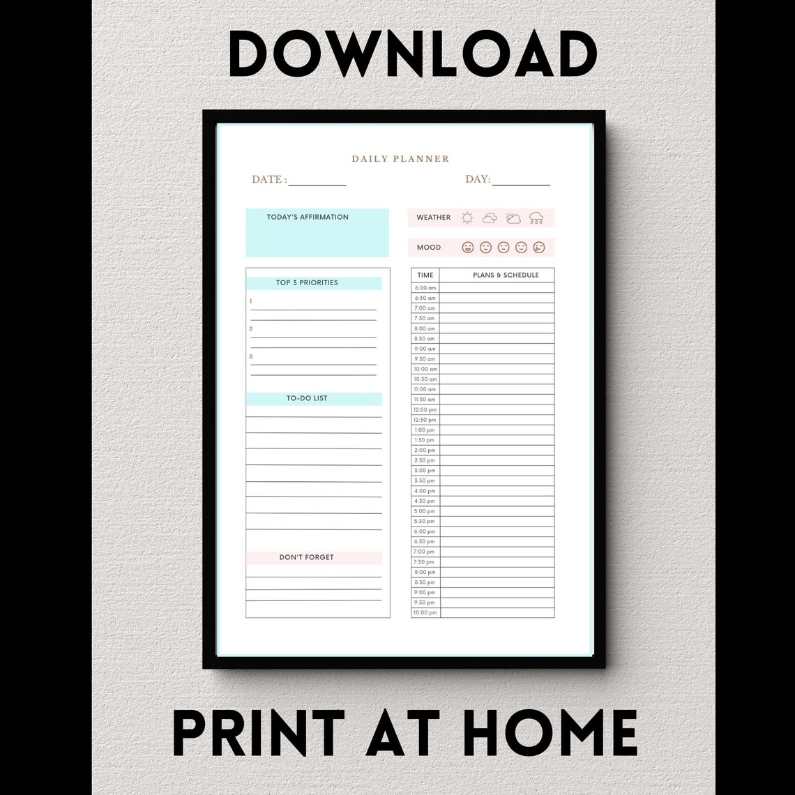 Printable Daily Planner A4 Size Beautifully Designed Download and Print ...