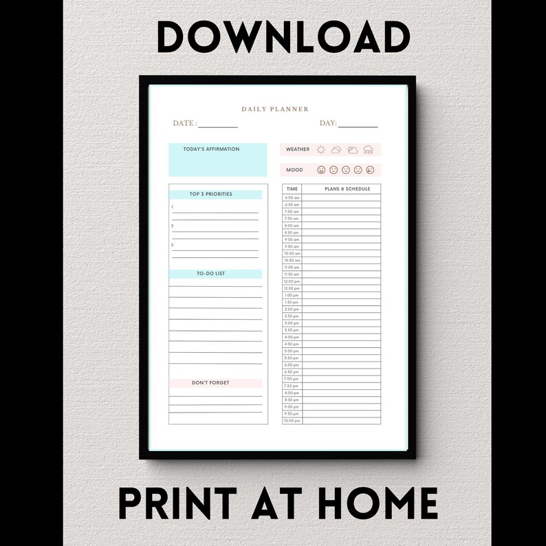 Printable Daily Planner A4 Size Beautifully Designed Download and Print ...