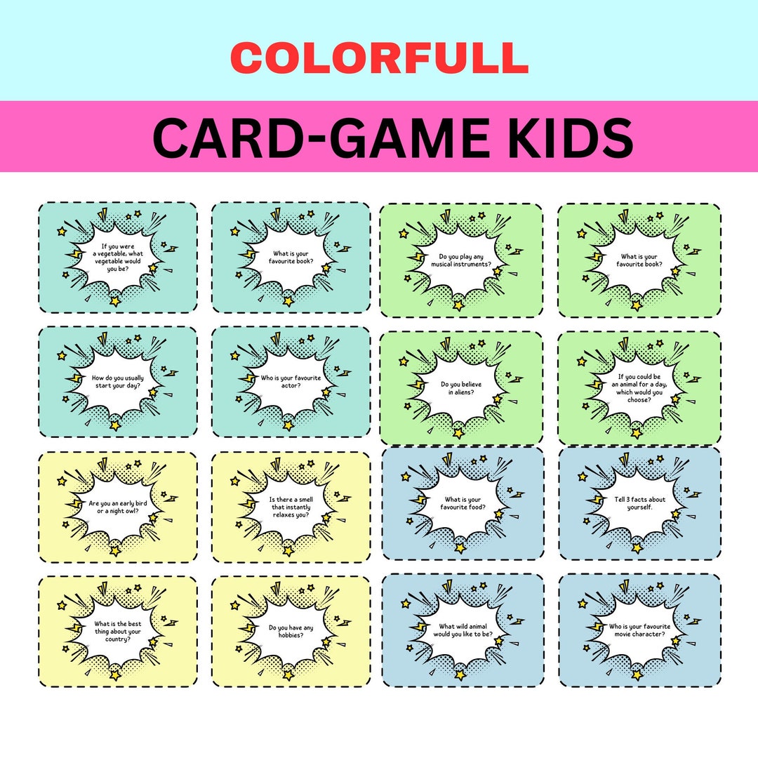 Ice Breaker Cards Game, Cards for Kids, Printable Children's, Digital ...