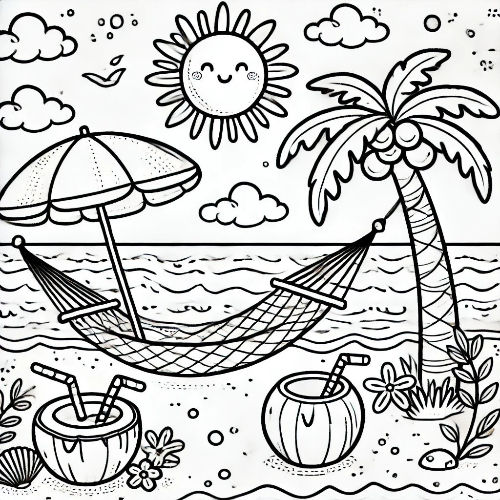 Summer Vacation Set of Coloring Pages for Kids Coloring Book PDF ...