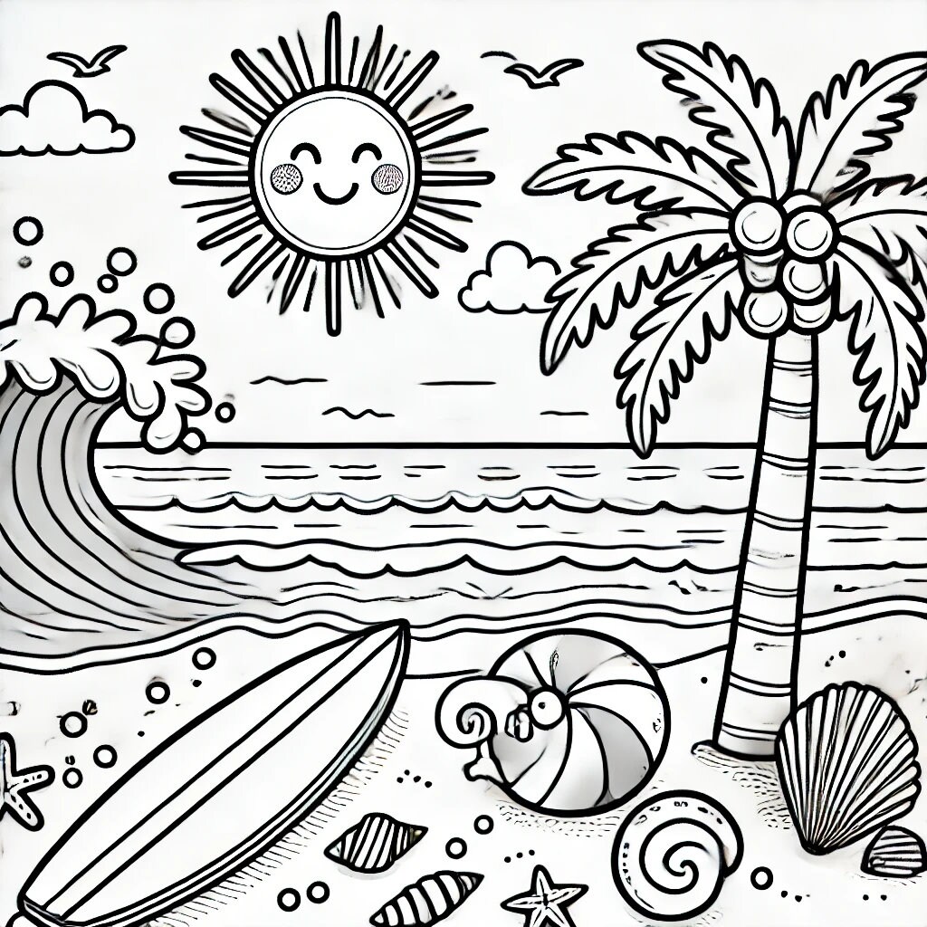 Summer Vacation Set of Coloring Pages for Kids Coloring Book PDF ...
