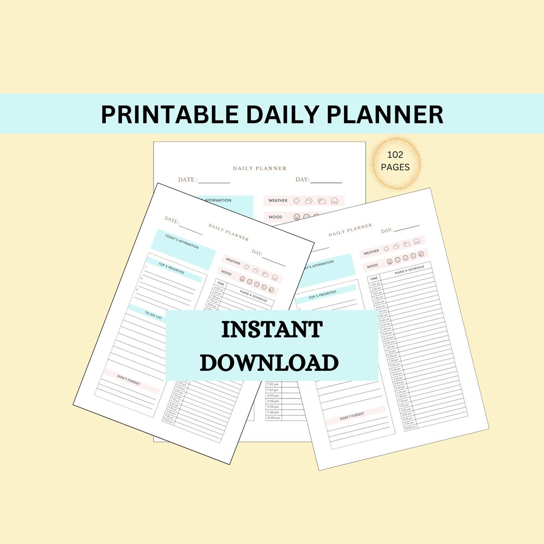Printable Daily Planner A4 Size Beautifully Designed Download and Print ...