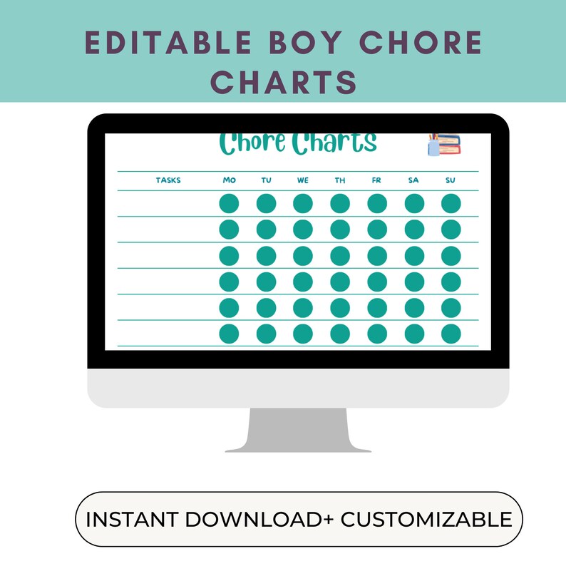 Editable Chore Chart for Kids Printable Kids Daily Weekly ...