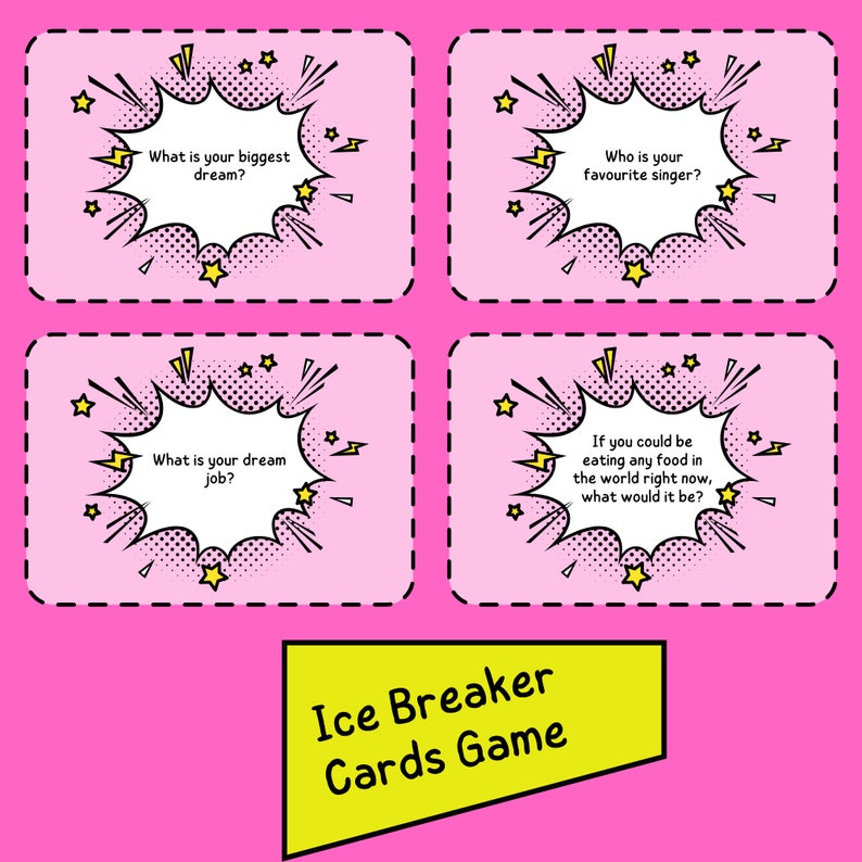 Ice Breaker Cards Game, Cards for Kids, Printable Children's, Digital