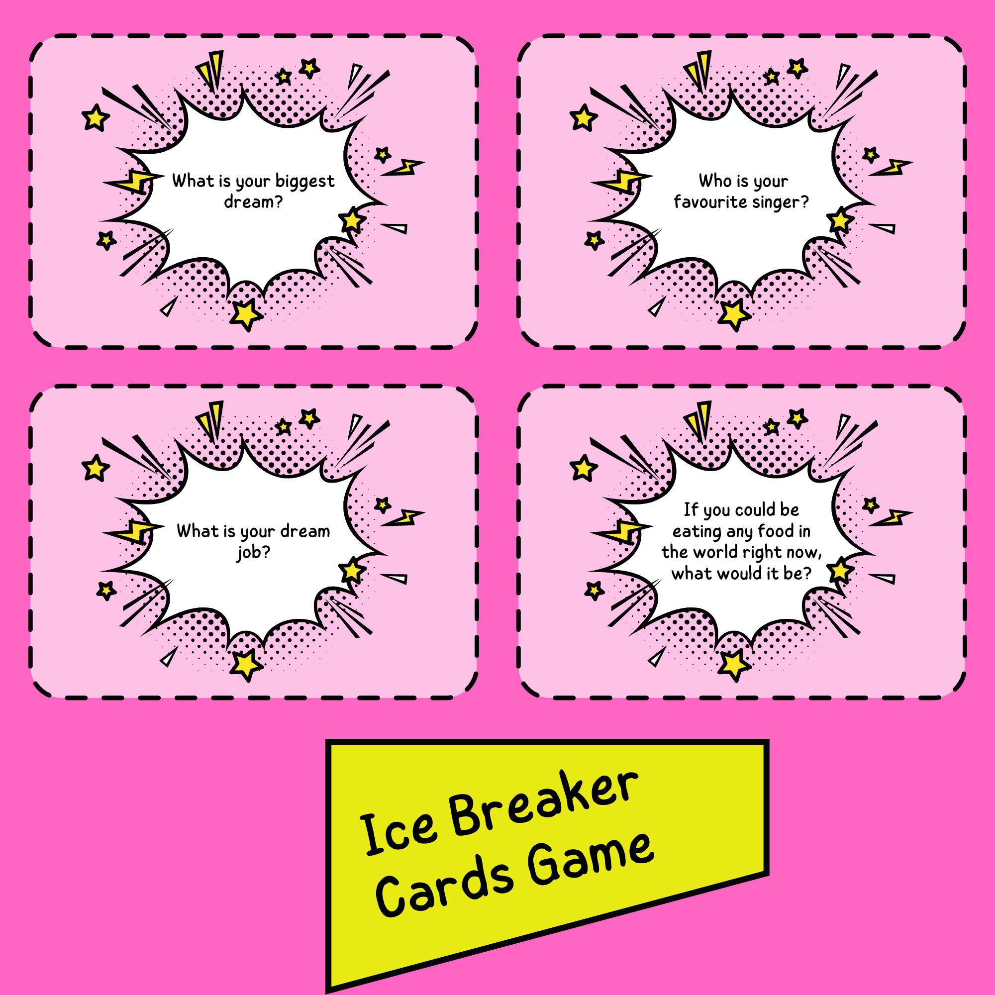 Ice Breaker Cards Game, Cards for Kids, Printable Children's, Digital