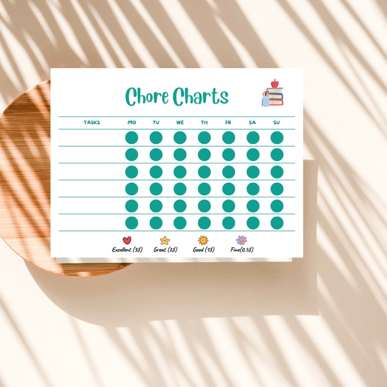 Editable Chore Chart for Kids Printable Kids Daily Weekly ...