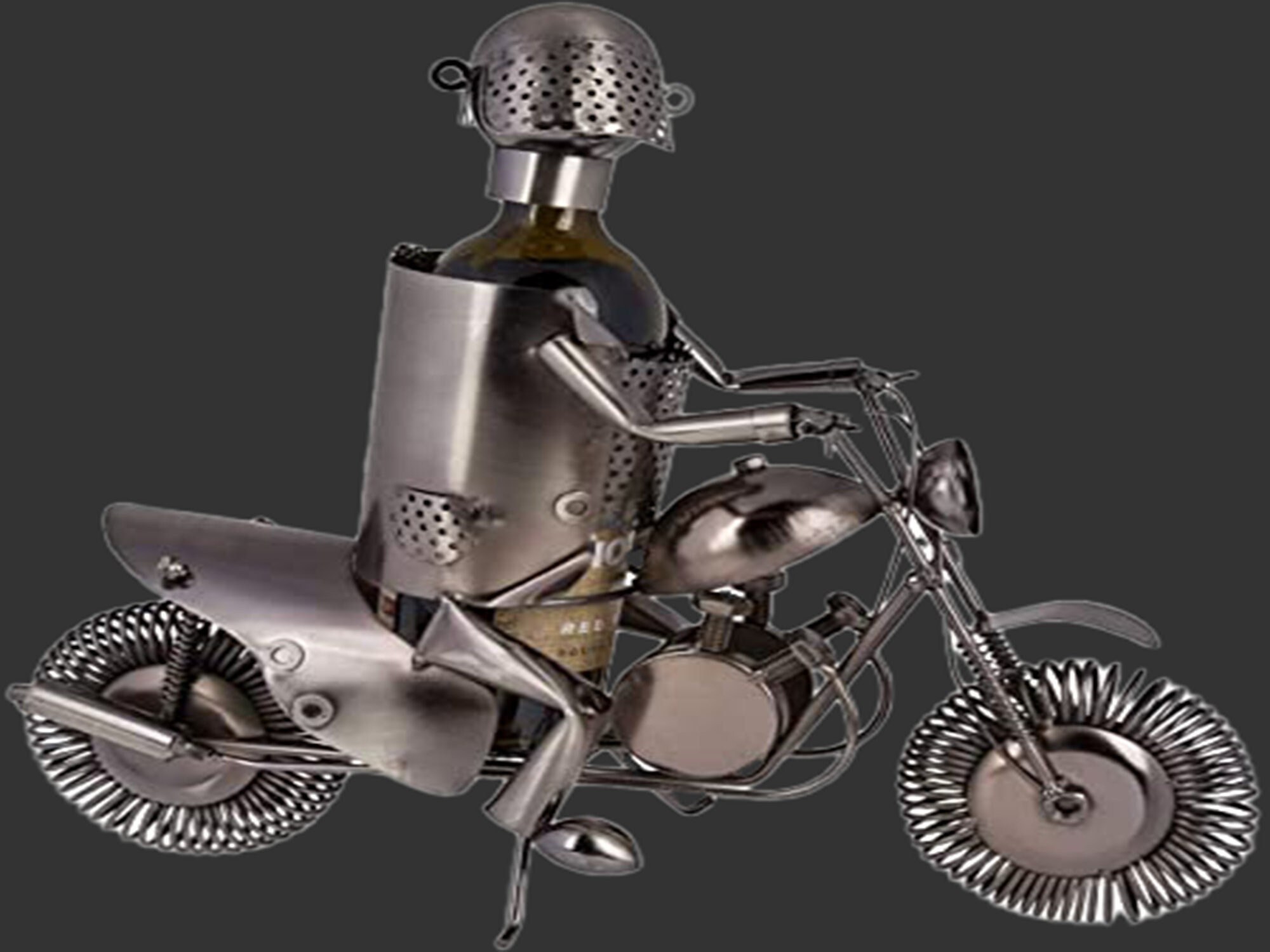 Metall Flaschenhalter Motorrad Chopper Skulptur Bike