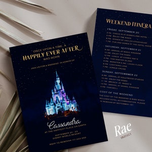 Theme Park Bachelorette Party, Theme Park Invitation, Theme Park Weekend Itinerary, Starry Night Amusement Park Invite, Watercolor | 2023
