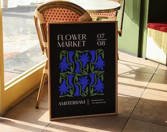Flower Market Amsterdam Print | Botanical (Flower Market, Flower Market Prints, Matisse Prints, Matisse Art, Floral Posters, Flowers, Black)