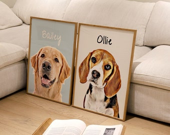 Personalised Pet Portrait Print | Personalised (Dog Portrait, Cat, Painting, Custom Poster, Print, Personalisation, Dog Poster, Painting)