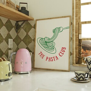 Pasta Club Print | 2 Colours | Kitchen (Pasta Print, Pasta Poster, Pasta Lover Gift, Spaghetti, Kitchen Poster, Pantry Gift, Kitchen Gift)