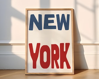 NEW YORK Print | 5 Colours | Travel (New York City Poster, NYC, Manhattan, Brooklyn, Empire State, Central Park, Usa, Retro, Funky, Trendy)