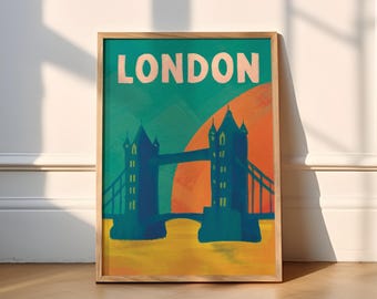 London Print | 2 Colours | Travel (Prints, Poster, England, London Bridge, Britain, British, Gifts, Wall Art, Home Decor, Vintage, Painting)