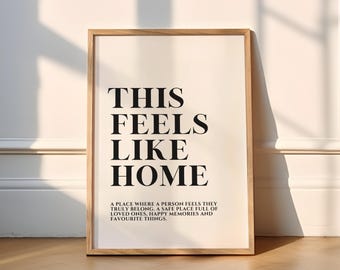 Impresión "Esto se siente como en casa" / 2 colores / Tipografía (Decoración del hogar, Hogar dulce hogar, Impresión de pared, Regalo para el hogar, Impresión para el hogar, Porche, Cocina, Bonito)