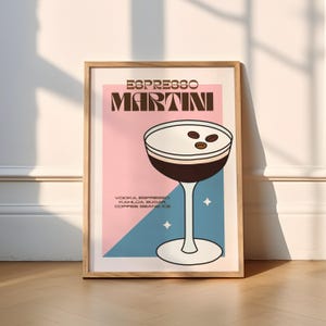 Impresión de Espresso Martini / Cócteles (impresión de cocina, póster de cocina, Espresso Martini, café, cóctel, minimalista, lindo, café con leche, bar, moderno)