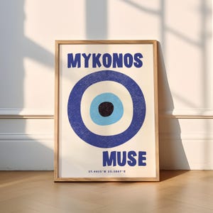 Mykonos Muse Print | 3 Colours | Travel (Travel Prints, Travel Print, Mykonos Print, Santorini, Neutral Wall Art, Greece, Greek Evil Eye)