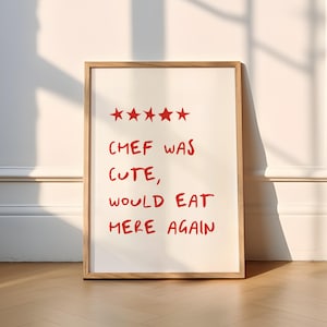 Reseña de chef divertida impresa / 5 colores / Cocina (Chef encantador, volvería a comer aquí, Cóctel, Gourmet, Amante de la comida, Cocina, Despensa, Repostería)