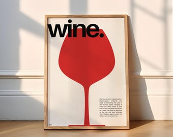 Wine Print | Kitchen (Wine Prints, Wine Gift, Red Wine, Drinks, Cheers, Cocktail, Kitchen Poster, Wine Lover Gift, Minimal, Vintage, Art)