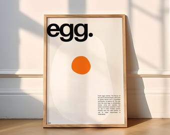 Egg Print | Kitchen (Egg Lover, Fried, Boiled, Poached, Scrambled, Breakfast, Lunch, Kitchen Poster, Wall Art, Funny, Retro, Cute, Morning)