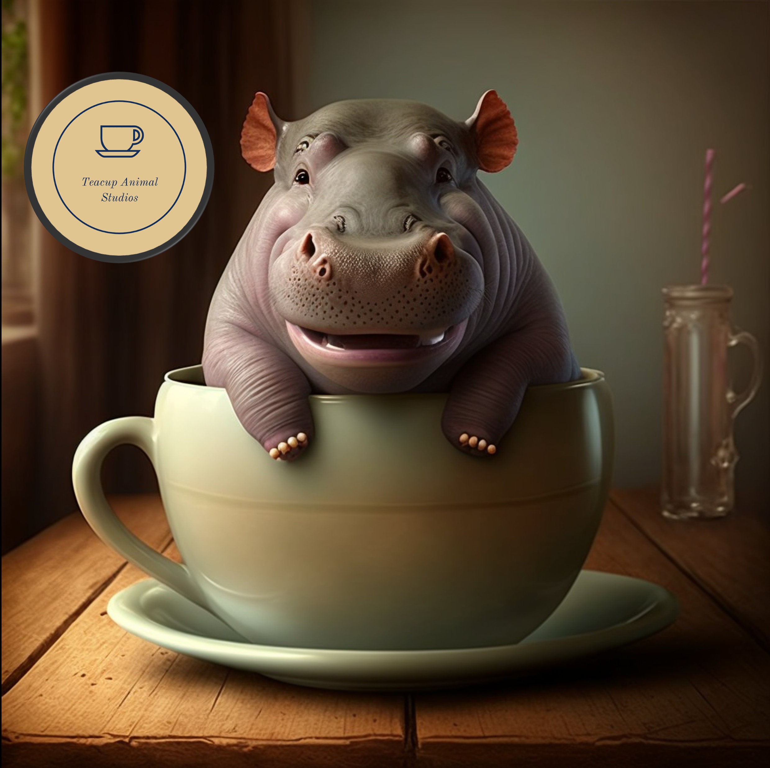Teacup Hippo Wall Art Digital Download - Etsy