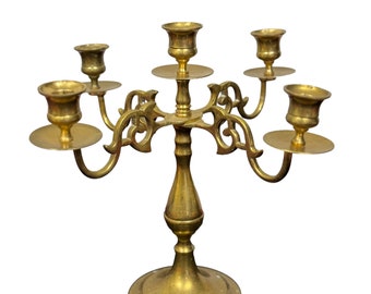 Vintage Brass Candelabra Candlestick Holders - Five Flames of Nostalgia Casting a Warm Glow of Memories