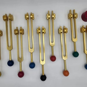 Gold Color DNA Repair Sacred Solfeggio Weighted Tuning Fork Set of 9