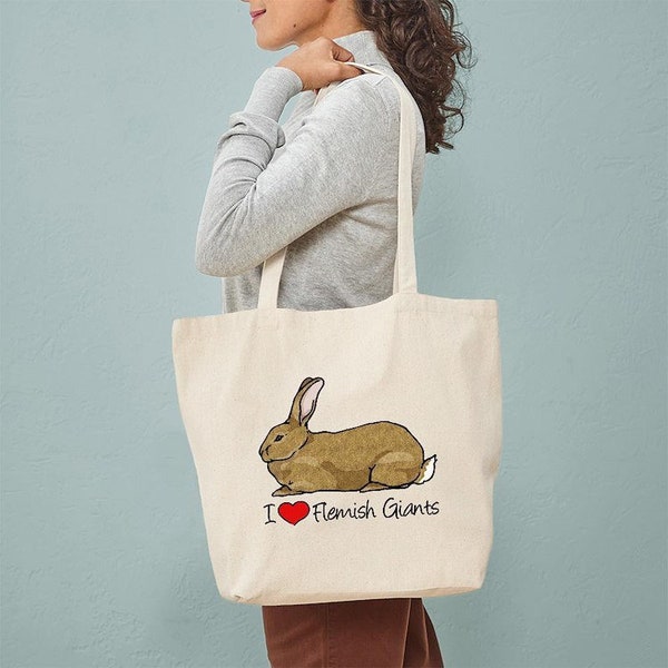 CafePress I Heart Flemish Giant Rabbits Tote Bag Natural Canvas Tote Bag, Reusable Shopping Bag